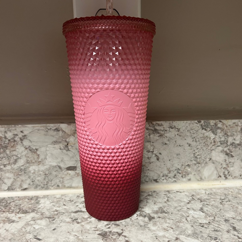 Starbucks Studded Tumbler 24oz Pink Red Ombre Venti Cold Cup 2022 Collection